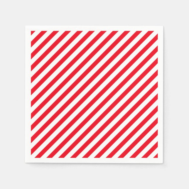 Guardanapo De Papel Red and White Stripped Stripes Party Paper Napkins (Frente)