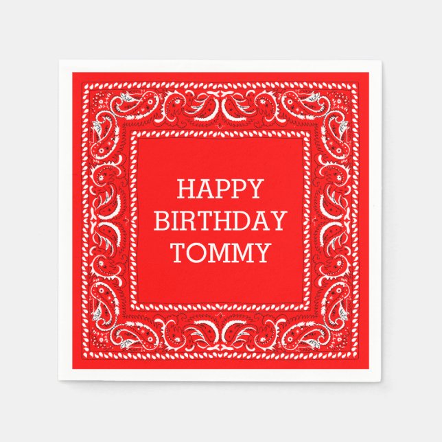 Guardanapo De Papel Red Bandana | Cocktail Napkin (Frente)