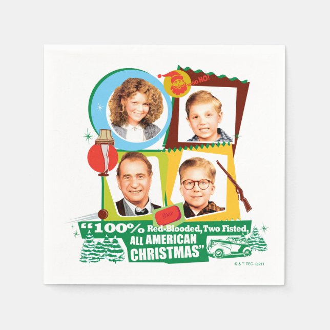 Guardanapo De Papel Red Blooded, Dois Fistos, Todo Natal Americano (Frente)