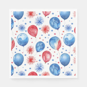 Guardanapo De Papel Red Blue Balloons 4 de julho Napkins