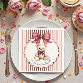 Guardanapo De Papel Red Bow Teddy Bear Baby Shower Napkins