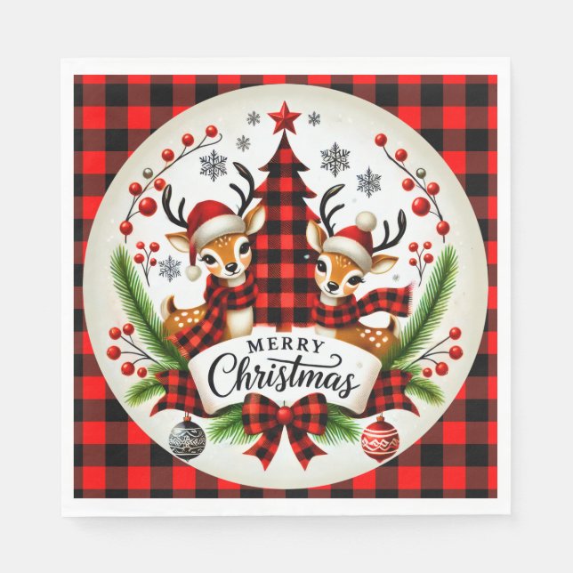Guardanapo De Papel Red Buffalo Plaid Christmas (Frente)