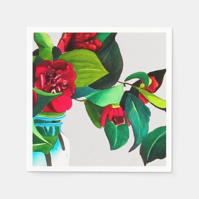 Guardanapo De Papel Red Camellia floral art homeware (Frente)