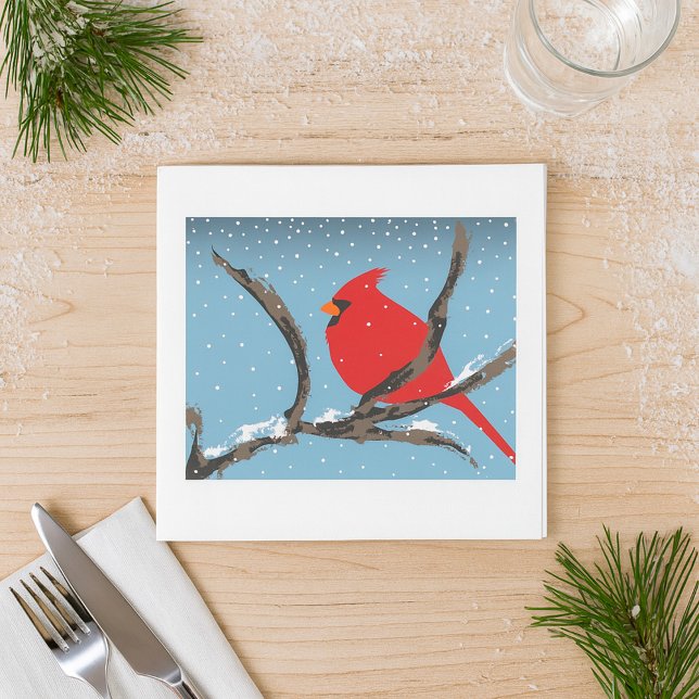 Guardanapo De Papel Red Cardinal On A Branch Paper Napkins (Criador carregado)