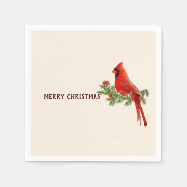 Guardanapo De Papel Red Cardinho Bird Feliz Papel de Natal Napkin (Frente)