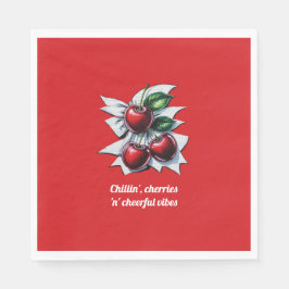Guardanapo De Papel Red Cherries Cheerful Vibes Street Na moda