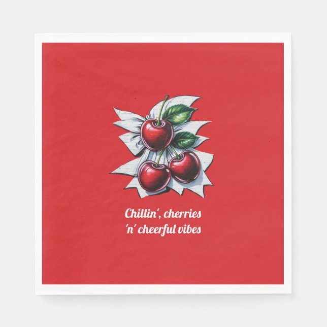 Guardanapo De Papel Red Cherries Cheerful Vibes Street Na moda (Frente)