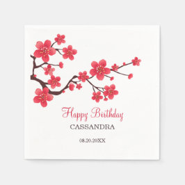 Guardanapo De Papel Red Cherry Blossom Sakura Floral Aniversário