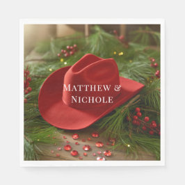 Guardanapo De Papel Red Christmas Cowboy Hat Wedding