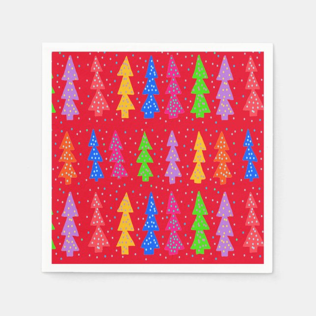 Guardanapo De Papel Red Christmas Tree Pop Art (Frente)