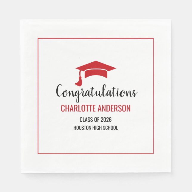 Guardanapo De Papel Red Congrats Graduation (Frente)