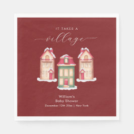 Guardanapo De Papel Red Cute Snow Gingerbread Village Baby Shower 