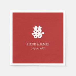 Guardanapo De Papel Red Double Feliz Caligrafia chinesa asiática