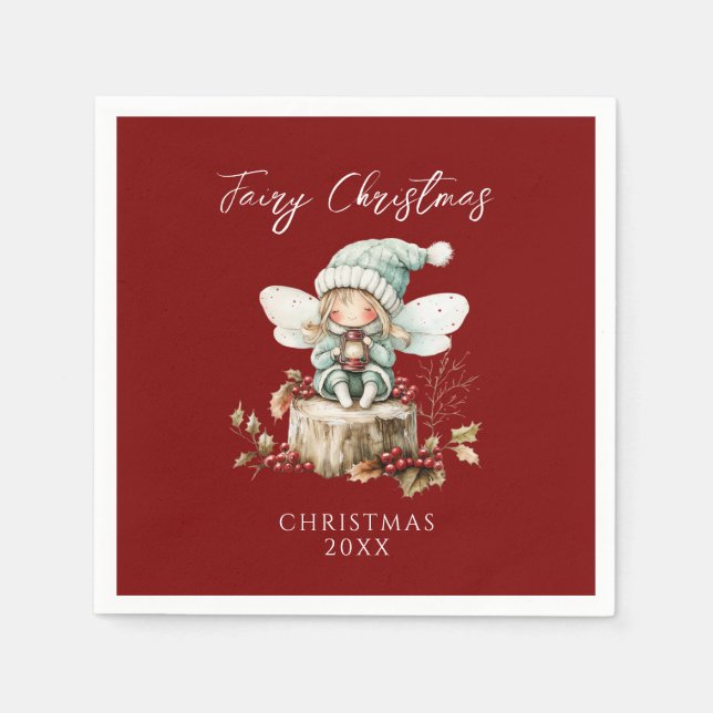 Guardanapo De Papel Red Fairy Merry Christmas  (Frente)