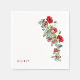 Guardanapo De Papel Red Floral Eucalyptus Wedktail