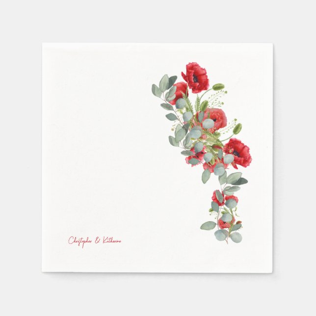 Guardanapo De Papel Red Floral Eucalyptus Wedktail (Frente)