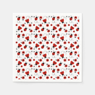 Guardanapo De Papel Red Floral Ladybugs