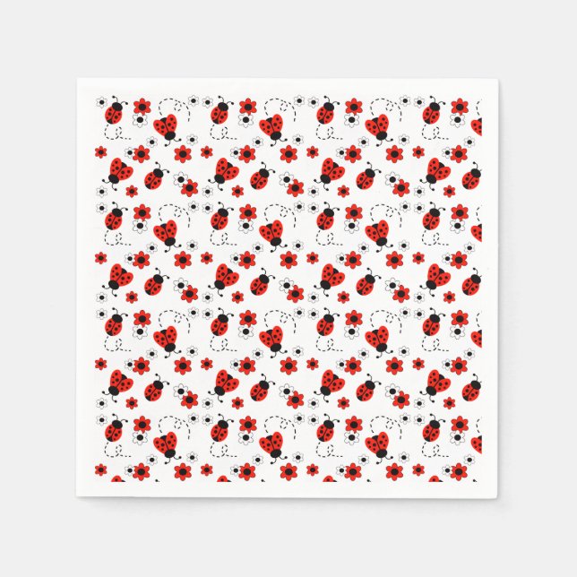 Guardanapo De Papel Red Floral Ladybugs (Frente)