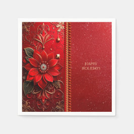 Guardanapo De Papel Red Flower Holiday Napkin