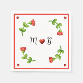 Guardanapo De Papel Red Flower Paper Napkins – Personalized Monogram