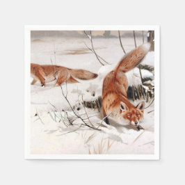 Guardanapo De Papel Red Foxes in the Winter Snow (by Wilhelm Kuhnert)