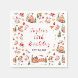 Guardanapo De Papel Red Gingerbread House Birthday Party