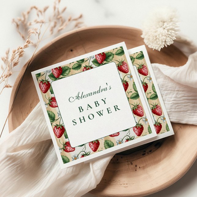 Guardanapo De Papel Red Gingham Berry Baby Shower (Criador carregado)