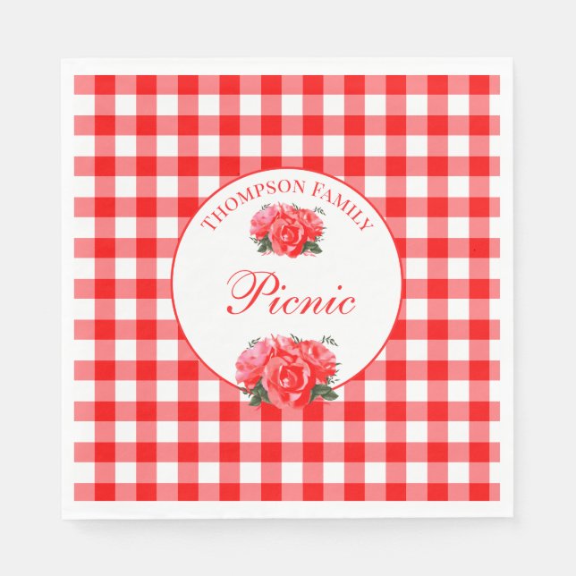 Guardanapo De Papel Red Gingham Buffalo Check Picnic Paper Napkin (Frente)