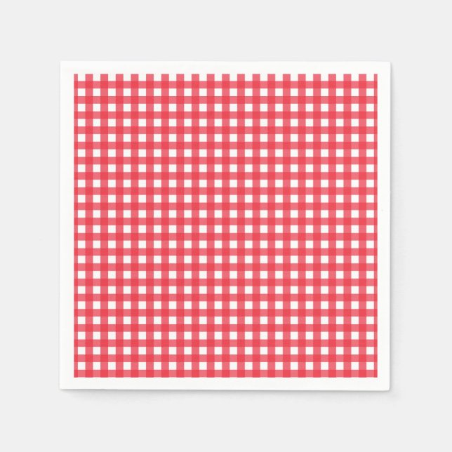 Guardanapo De Papel Red Gingham Checkered Rustic Country Picnic Party (Frente)