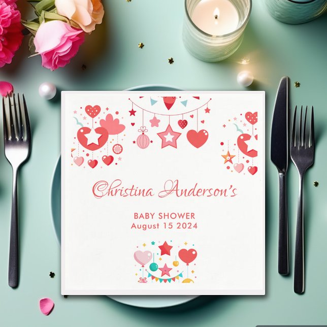 Guardanapo De Papel Red Girl Stars Sprinkle Chá de fraldas (Criador carregado)