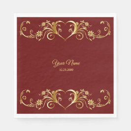 Guardanapo De Papel Red Golden Geometric Elegant Wedding Party