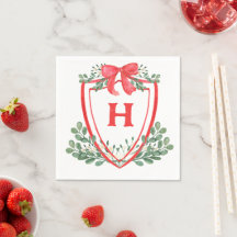 Red Green Crest Monograma Napkin