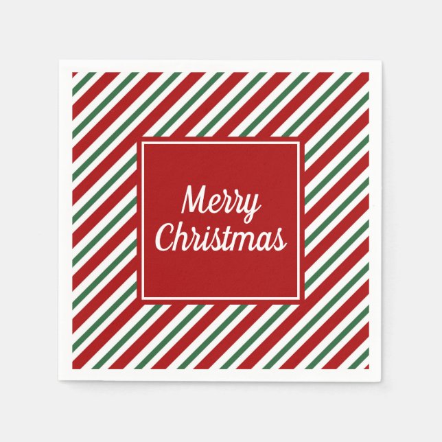 Guardanapo De Papel Red Green feliz Natal moderno (Frente)