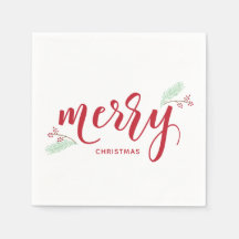 Red & Green Holly e Pine Feliz Natal Férias