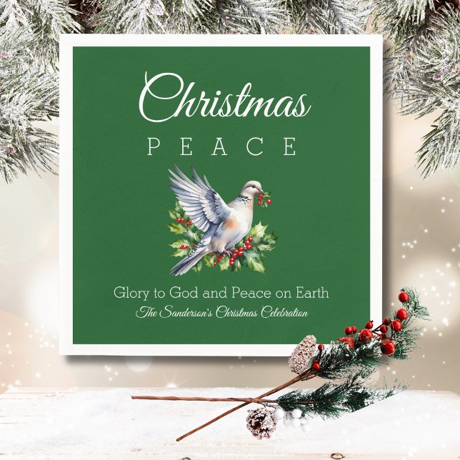 Guardanapo De Papel Red Green White Peace Dove Christian Christmas (Criador carregado)