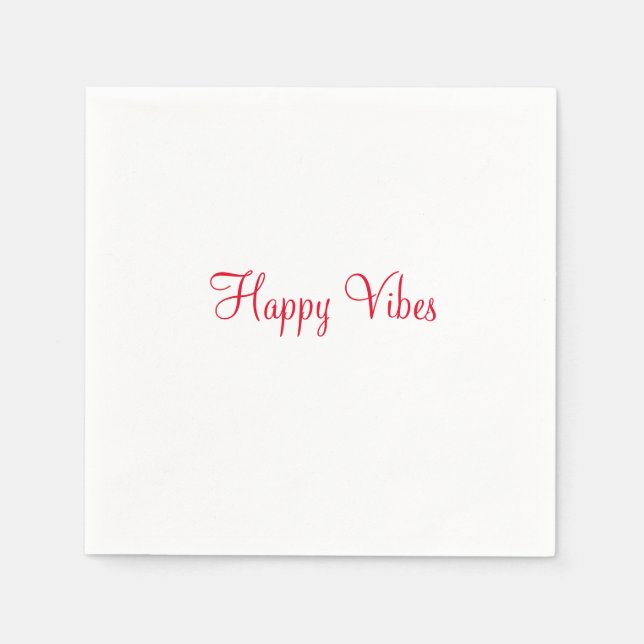 Guardanapo De Papel Red Happy vibe simples caligrafia mínima (Frente)