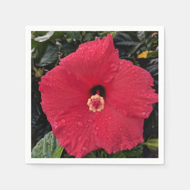 Guardanapo De Papel Red Hibiscus Paper Napkin (Frente)