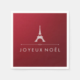 Guardanapo De Papel Red Joyeux Noel Natal francês e Torre Eiffel
