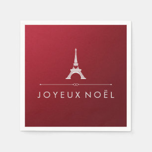 Guardanapo De Papel Red Joyeux Noel Natal francês e Torre Eiffel