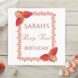 Guardanapo De Papel Red Lace Berry First Birthday 