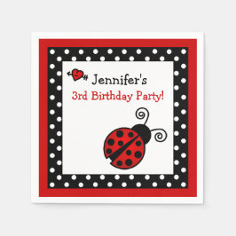 Guardanapo De Papel Red Ladybug Birthday - Bolinhas brancas e pretas