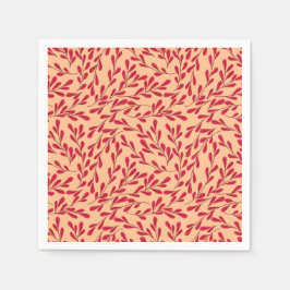 Guardanapo De Papel  Red Leafy Branches Seamless Pattern