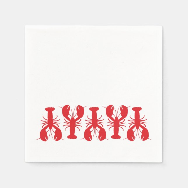 Guardanapo De Papel Red Lobsters Coastal Beach Ocean Fun (Frente)