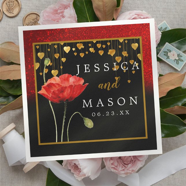 Guardanapo De Papel Red Love Rosas Casamento Cocktail Napkins (Criador carregado)