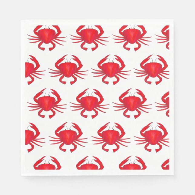 Guardanapo De Papel Red Maryland Duro Shell Crab Beach Ocean Seafood (Frente)