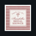 Guardanapo De Papel Red Merlot Harlequin Checkered Bridal Shower<br><div class="desc">A timeless blend of classic and modern design,  this wedding stationery and day-of collection features a merlot red harlequin pattern inspired by Old Hollywood glamour and old-money luxury. Perfectly curated for your bridal shower,  rehearsal dinner,  and wedding day,  this collection brings a refined,  fashion-forward statement to every celebration moment.</div>