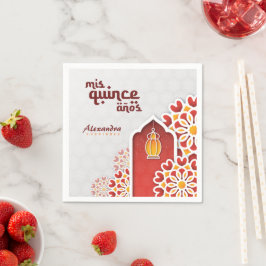 Guardanapo De Papel Red Orange Yellow Flower Arabe Night Quinceañera