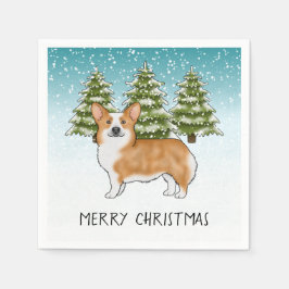 Guardanapo De Papel Red Pembroke Welsh Corgi Azul Natal