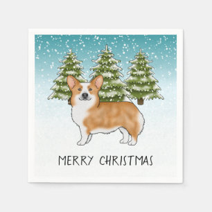 Guardanapo De Papel Red Pembroke Welsh Corgi Azul Natal