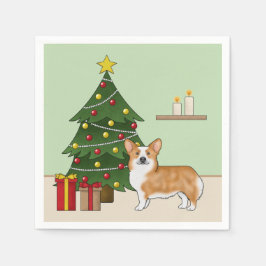 Guardanapo De Papel Red Pembroke Welsh Corgi Dog E Árvore De Natal